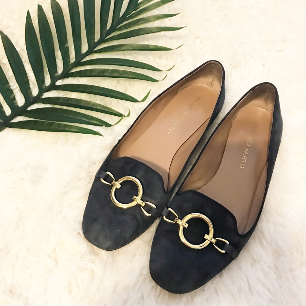 🚌 Franco Sarto | navy suede loafers buckle 8.5